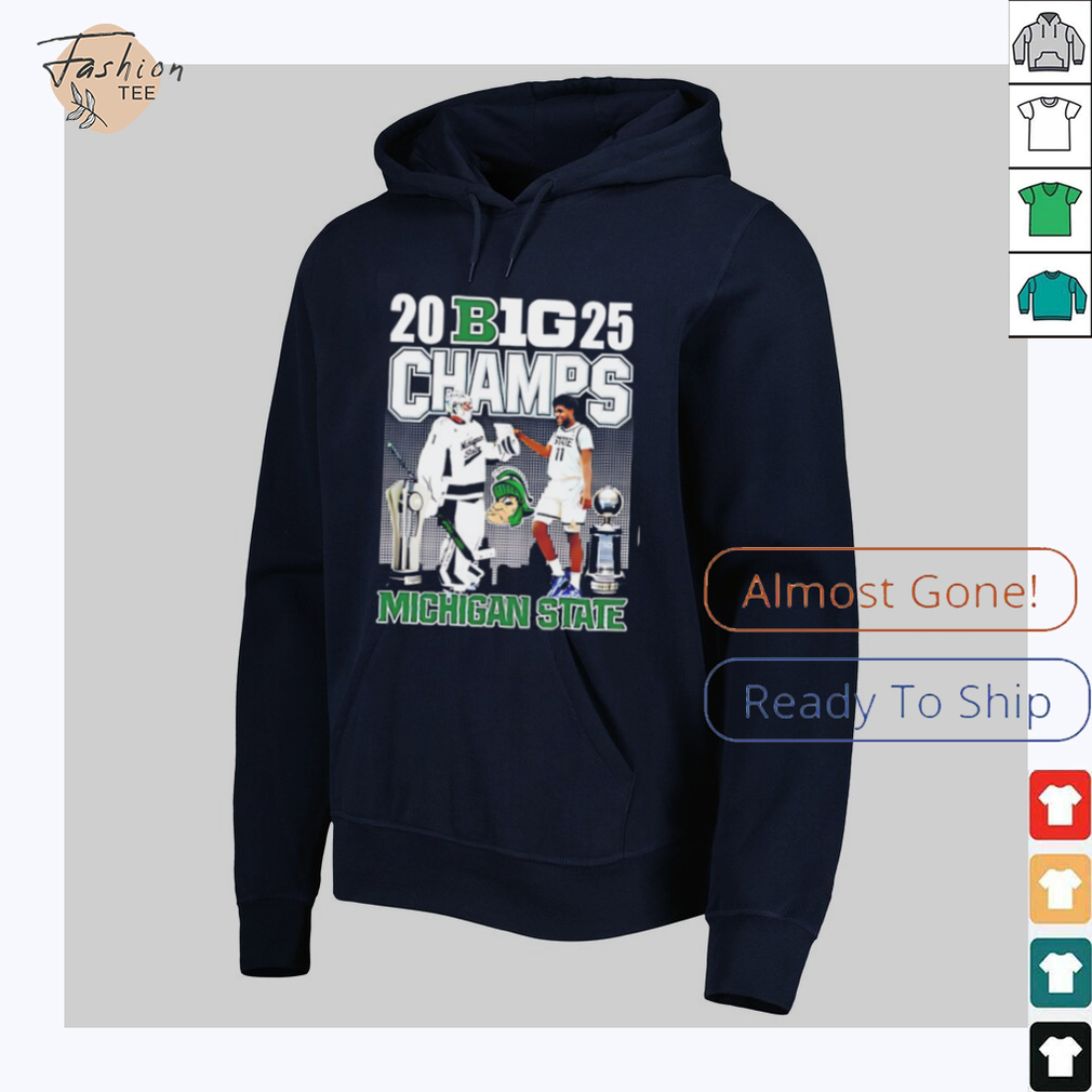 Michigan State Spartans 2025 big Champions hockey and basketball city skyline shirt Michigan State Spartans 2025 big Champions hockey and basketball city skyline shirt