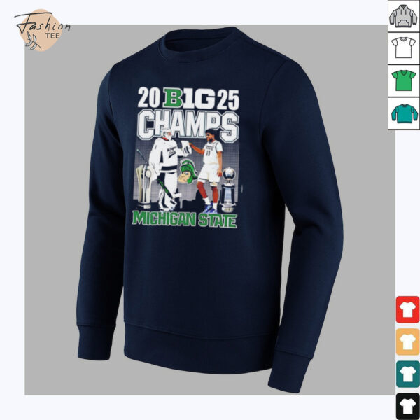 Michigan State Spartans 2025 big Champions hockey and basketball city skyline shirt