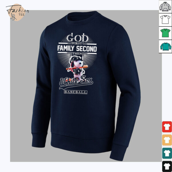 Snoopy God first family second the Chicago White Sox baseball shirt