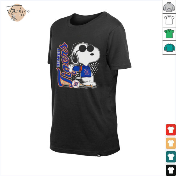 Snoopy standing Detroit Tigers baseball shirt