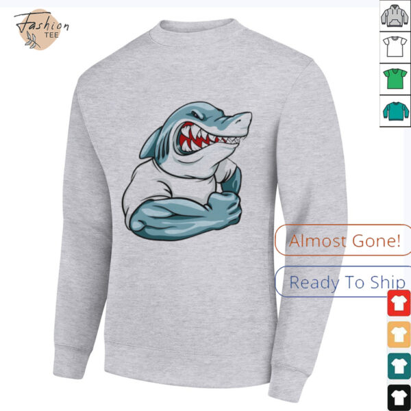 Strong shark gym shirt