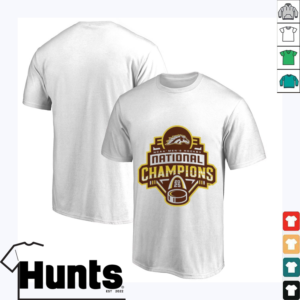 Western Michigan Broncos 2025 NCAA Frozen Four Men’s Ice Hockey National Champions Logo T Shirts Western Michigan Broncos 2025 NCAA Frozen Four Men’s Ice Hockey National Champions Logo T Shirts