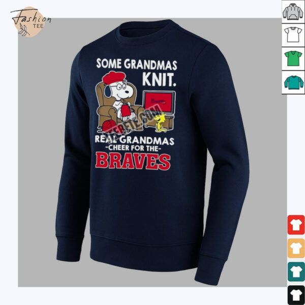 Atlanta Braves Snoopy Grandmas Knit And Woodstock Shirt