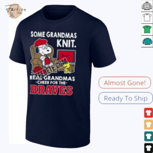 Atlanta Braves Snoopy Grandmas Knit And Woodstock Shirt