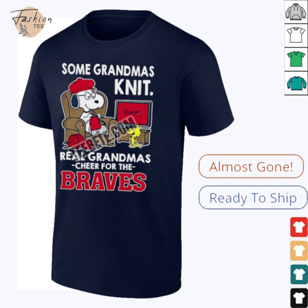 Atlanta Braves Snoopy Grandmas Knit And Woodstock Shirt