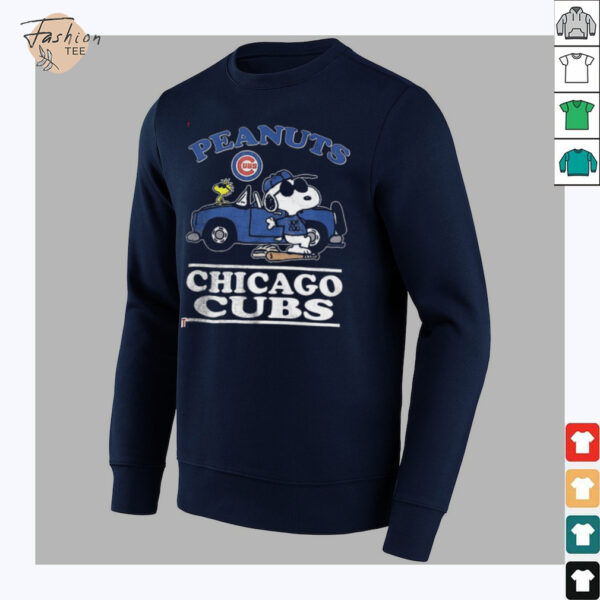 Chicago Cubs Peanuts Snoopy driving car shirt