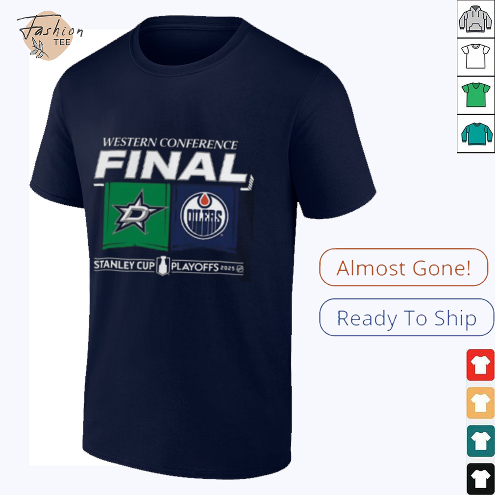 Dallas Stars Vs Edmonton Oilers 2025 Western Conference Finals NHL Matchup Stanley Cup Playoffs Unisex T Shirt Dallas Stars Vs Edmonton Oilers 2025 Western Conference Finals NHL Matchup Stanley Cup Playoffs Unisex T Shirt