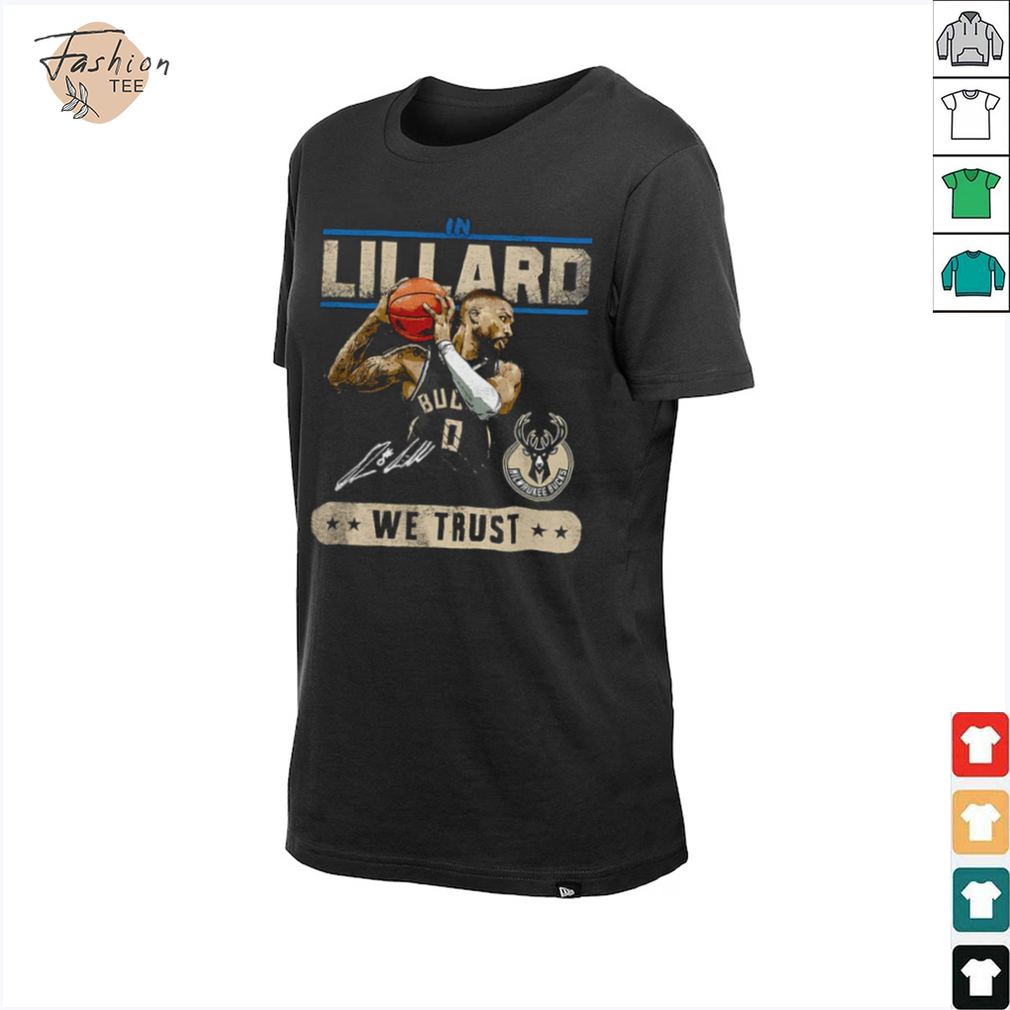 Damian Lillard Milwaukee Bucks basketball player we trust signature shirt Damian Lillard Milwaukee Bucks basketball player we trust signature shirt