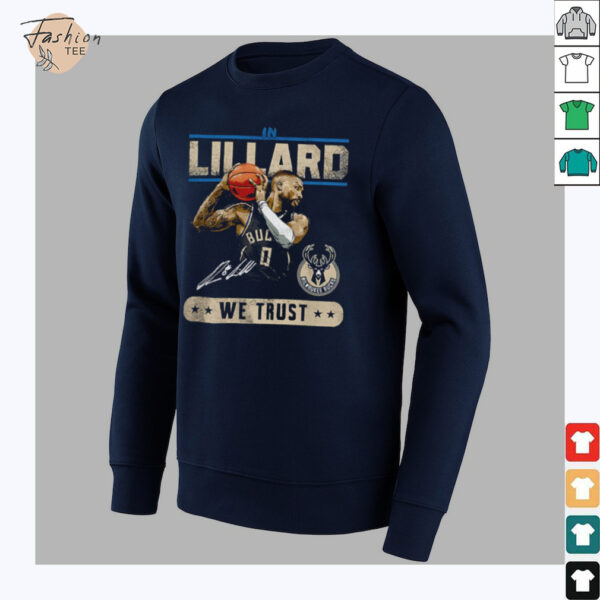 Damian Lillard Milwaukee Bucks basketball player we trust signature shirt