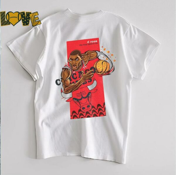 Derrick Rose Chicago Bulls NBA Basketball cartoon the MVP rises in rio shirt