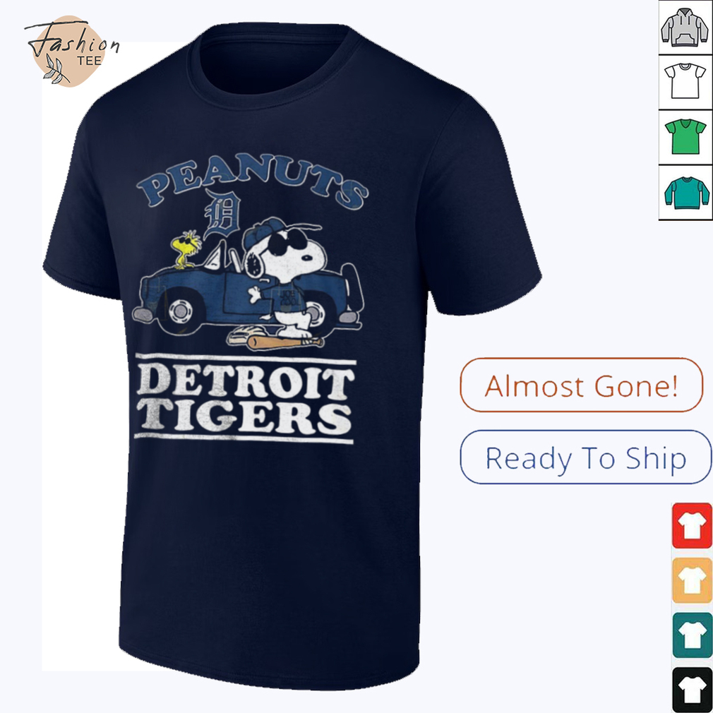 Detroit Tigers Peanuts Snoopy driving car shirt Detroit Tigers Peanuts Snoopy driving car shirt