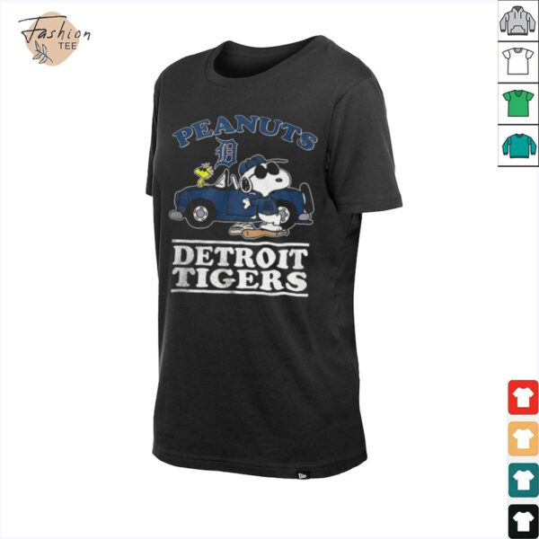 Detroit Tigers Peanuts Snoopy driving car shirt