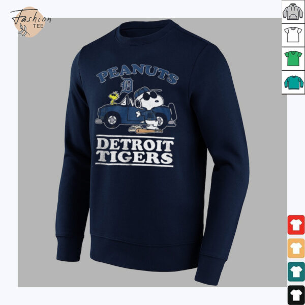 Detroit Tigers Peanuts Snoopy driving car shirt
