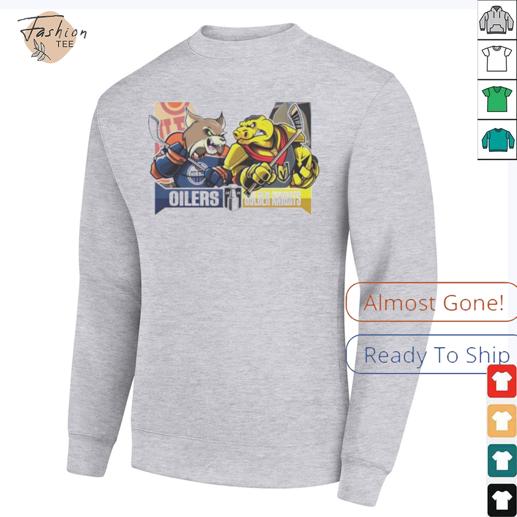 Edmonton Oilers Vs Vegas Golden Knights 2025 2nd Round Matchups Western Conference Semi Finals Mascot shirt Edmonton Oilers Vs Vegas Golden Knights 2025 2nd Round Matchups Western Conference Semi Finals Mascot shirt