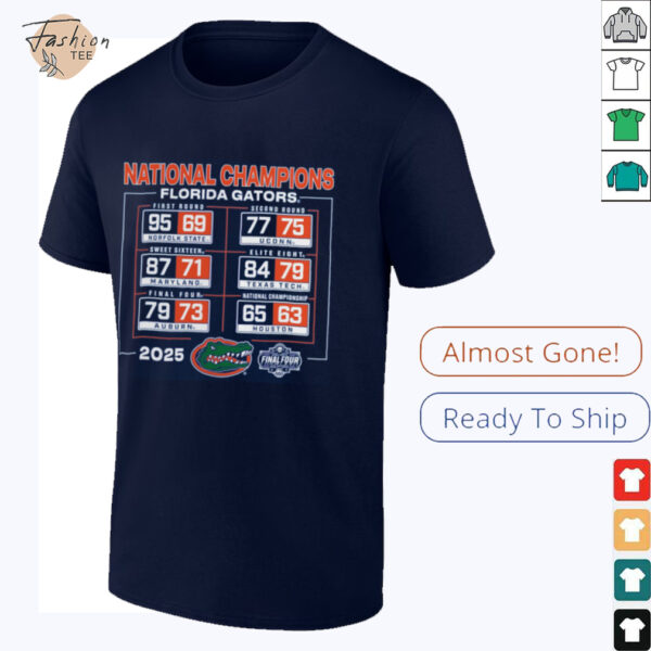 Fanatics Royal Florida Gators 2025 NCAA Men’s Basketball National Champions Schedule T Shirt