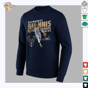 Giannis Antetokounmpo Milwaukee Bucks basketball player slant signature shirt