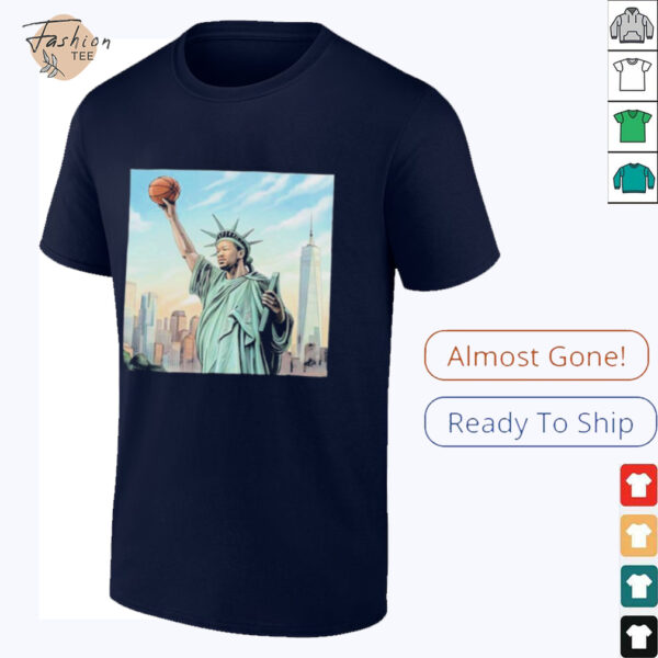 Jalen Brunson New York Knicks Statue Of Liberty Cover Nike Kobe 6 PE’s NBA 2025 T shirts