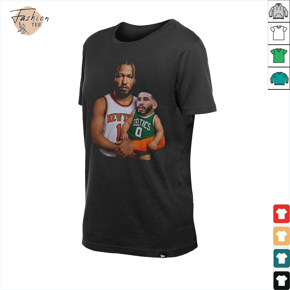 Jalen Brunson carrying baby Jayson Tatum New York Knicks x Boston Celtics 2025 NBA Playoffs shirt Jalen Brunson carrying baby Jayson Tatum New York Knicks x Boston Celtics 2025 NBA Playoffs shirt