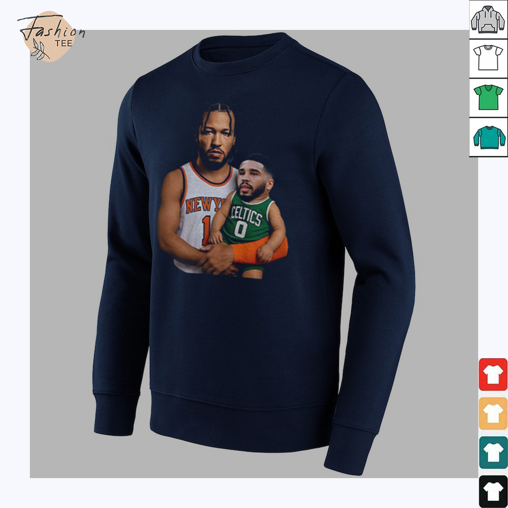 Jalen Brunson carrying baby Jayson Tatum New York Knicks x Boston Celtics 2025 NBA Playoffs shirt Jalen Brunson carrying baby Jayson Tatum New York Knicks x Boston Celtics 2025 NBA Playoffs shirt