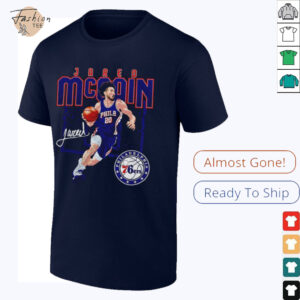 Jared McCain Philadelphia 76ers basketball player shattered signature shirt