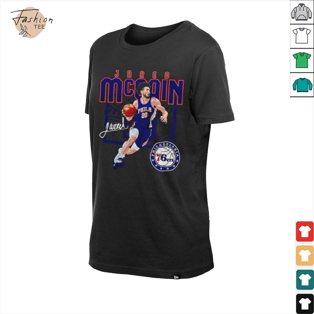 Jared McCain Philadelphia 76ers basketball player shattered signature shirt Jared McCain Philadelphia 76ers basketball player shattered signature shirt