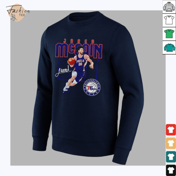 Jared McCain Philadelphia 76ers basketball player shattered signature shirt