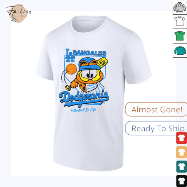 LA Sangales Dodgeronis Meatball Is Life Baseball Cartoon Graphic Tee