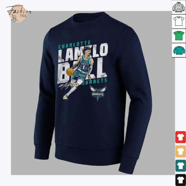 LaMelo Ball Charlotte Hornets basketball player slant signature shirt