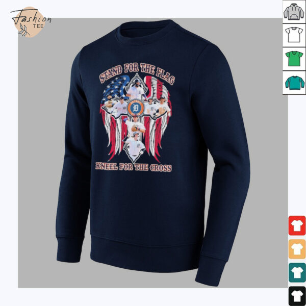 Official Detroit Tigers Stand For The Flag Kneel For The Cross American Flag T shirts shirt