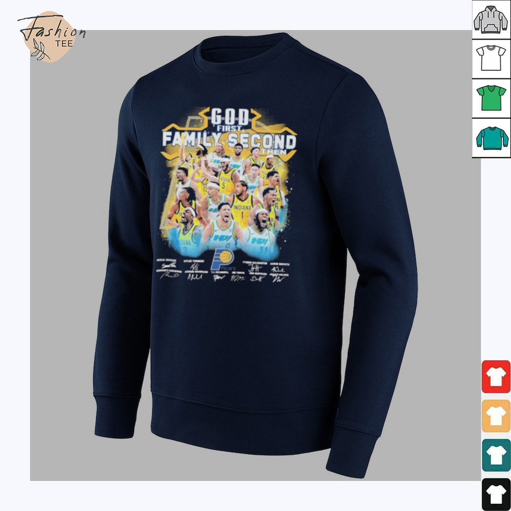 Official God First Family Second Then Indiana Pacers Signatures T shirts Official God First Family Second Then Indiana Pacers Signatures T shirts