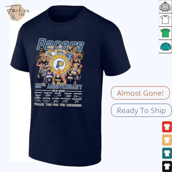 Official Indiana Pacers 50th Anniversary Thank You For The Memories Signatures T shirts
