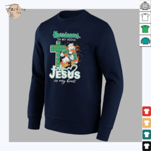 Official Miami Hurricanes In My Veins, Jesus In My Heart Mascot Cross T Shirts