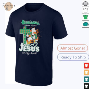 Official Miami Hurricanes In My Veins, Jesus In My Heart Mascot Cross T Shirts