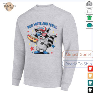 Official Red White And Feral 4th Of July Raccoon Hot Dog America T Shirts