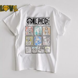 One Piece straw hat crew tonal grid girls characters shirt
