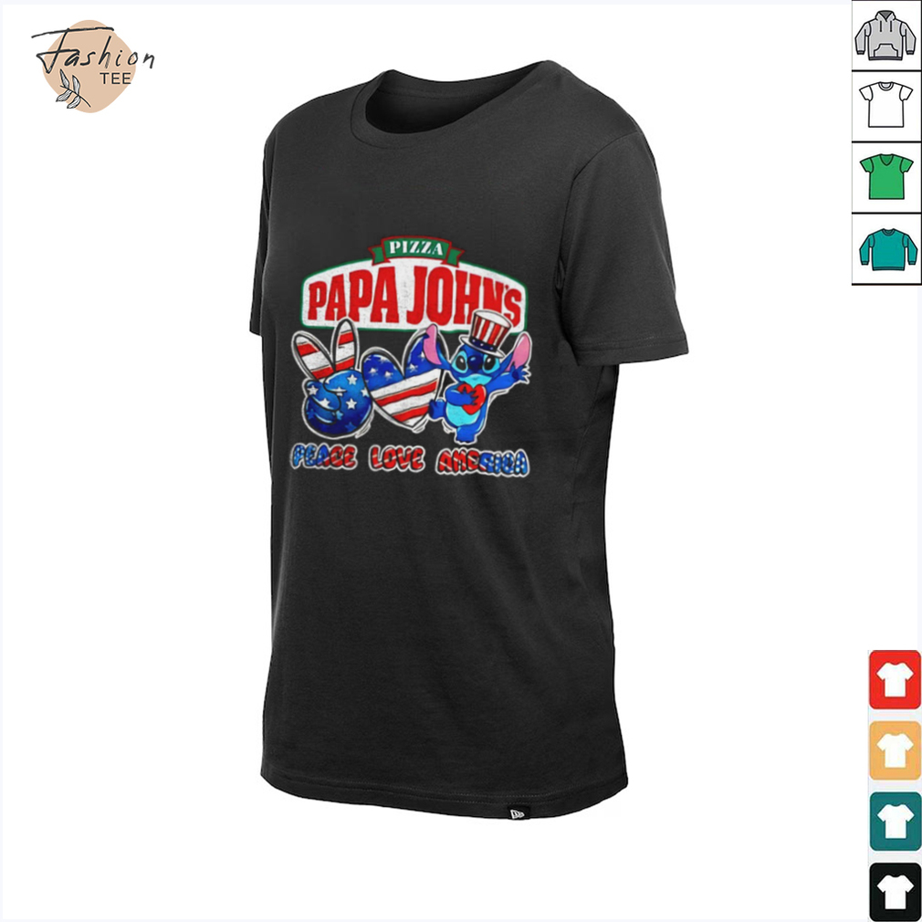 Pizza Papa John’s Stitch peace love America shirt Pizza Papa John’s Stitch peace love America shirt