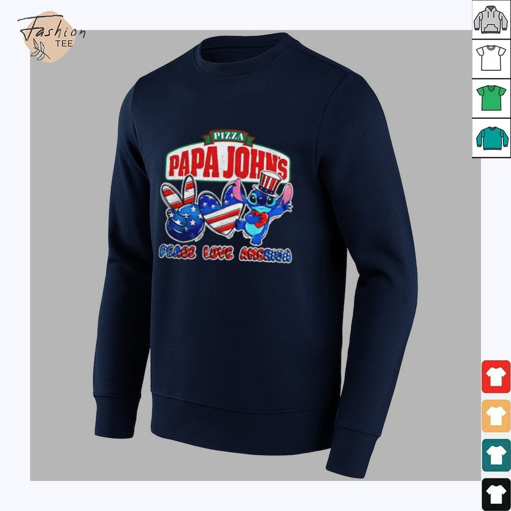 Pizza Papa John’s Stitch peace love America shirt Pizza Papa John’s Stitch peace love America shirt
