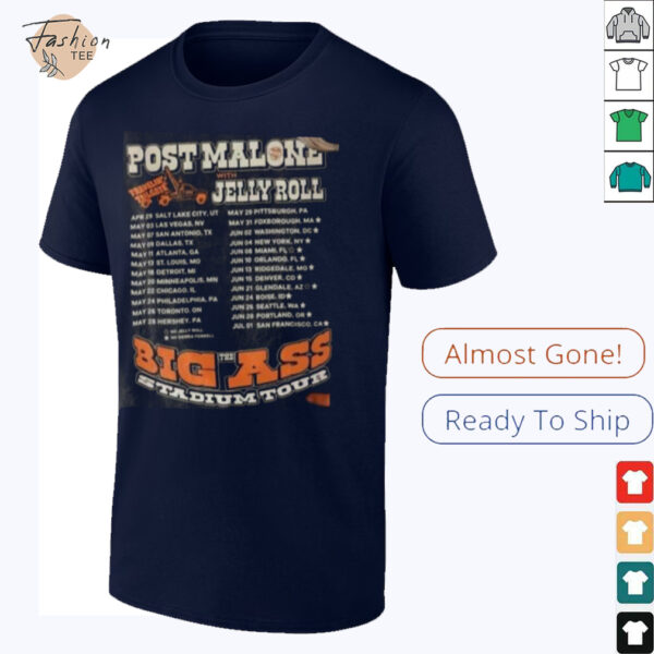 Post Malone Tour Big Ass Stadium Jelly Roll 2025 Country Music Shirt