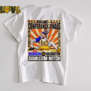 Round 3 Conference Finals Jalen Brunson vs Tyrese Haliburton submission match caricature shirt