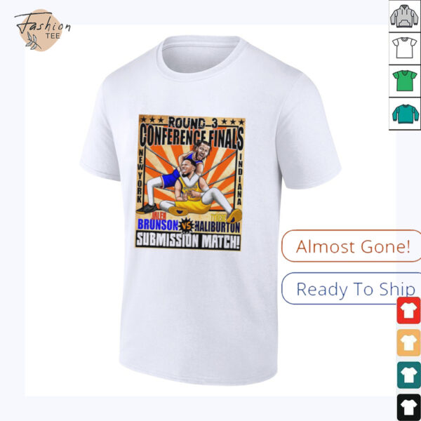 Round 3 Conference Finals Jalen Brunson vs Tyrese Haliburton submission match caricature shirt