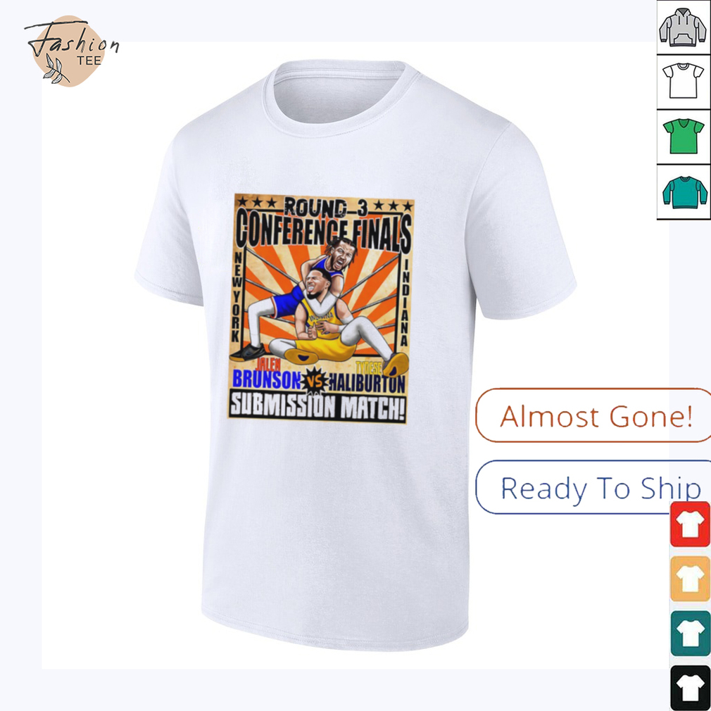 Round 3 Conference Finals Jalen Brunson vs Tyrese Haliburton submission match caricature shirt Round 3 Conference Finals Jalen Brunson vs Tyrese Haliburton submission match caricature shirt