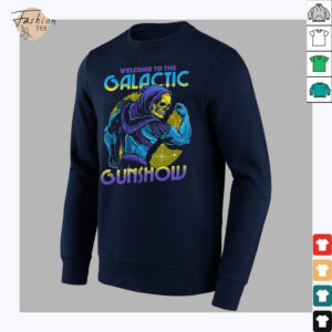 Skeletor flexing his muscles welcome to the Galactic Gunshow shirt