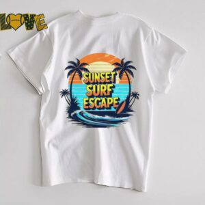 Sunset surf escape vintage shirt