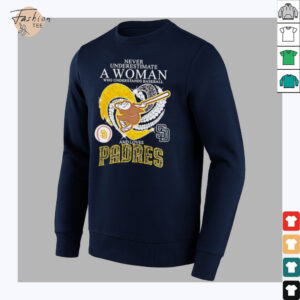 Swinging Friar Never Underestimate a Woman and Loves San Diego Padres diamond heart shirt