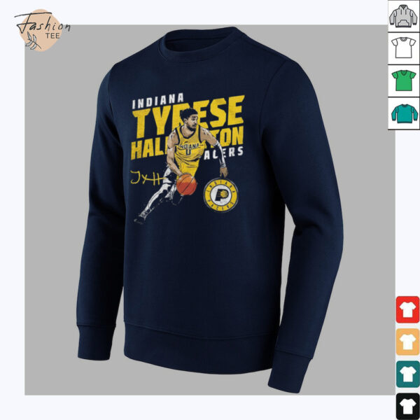 Tyrese Haliburton Indiana Pacers basketball player slant signature shirt