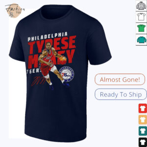 Tyrese Maxey Philadelphia 76ers basketball player slant signature shirt