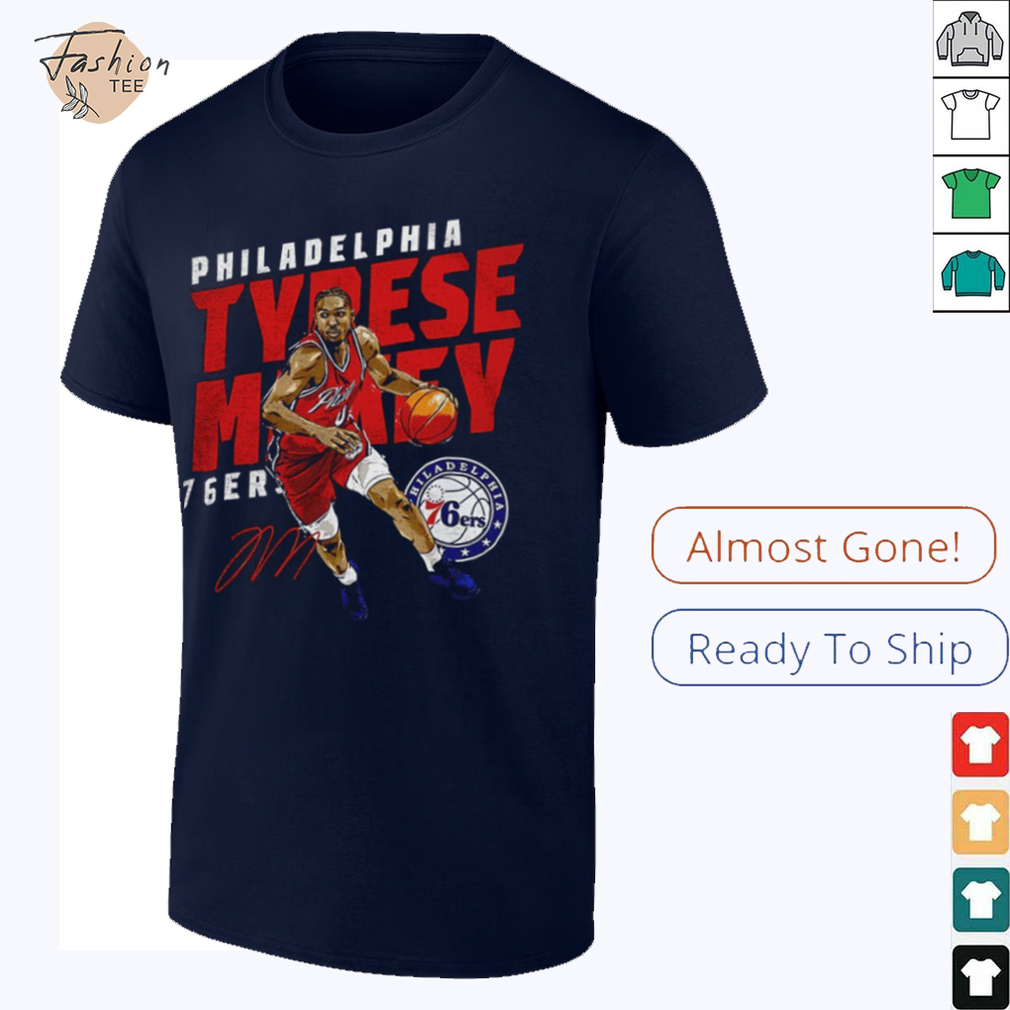 Tyrese Maxey Philadelphia 76ers basketball player slant signature shirt Tyrese Maxey Philadelphia 76ers basketball player slant signature shirt