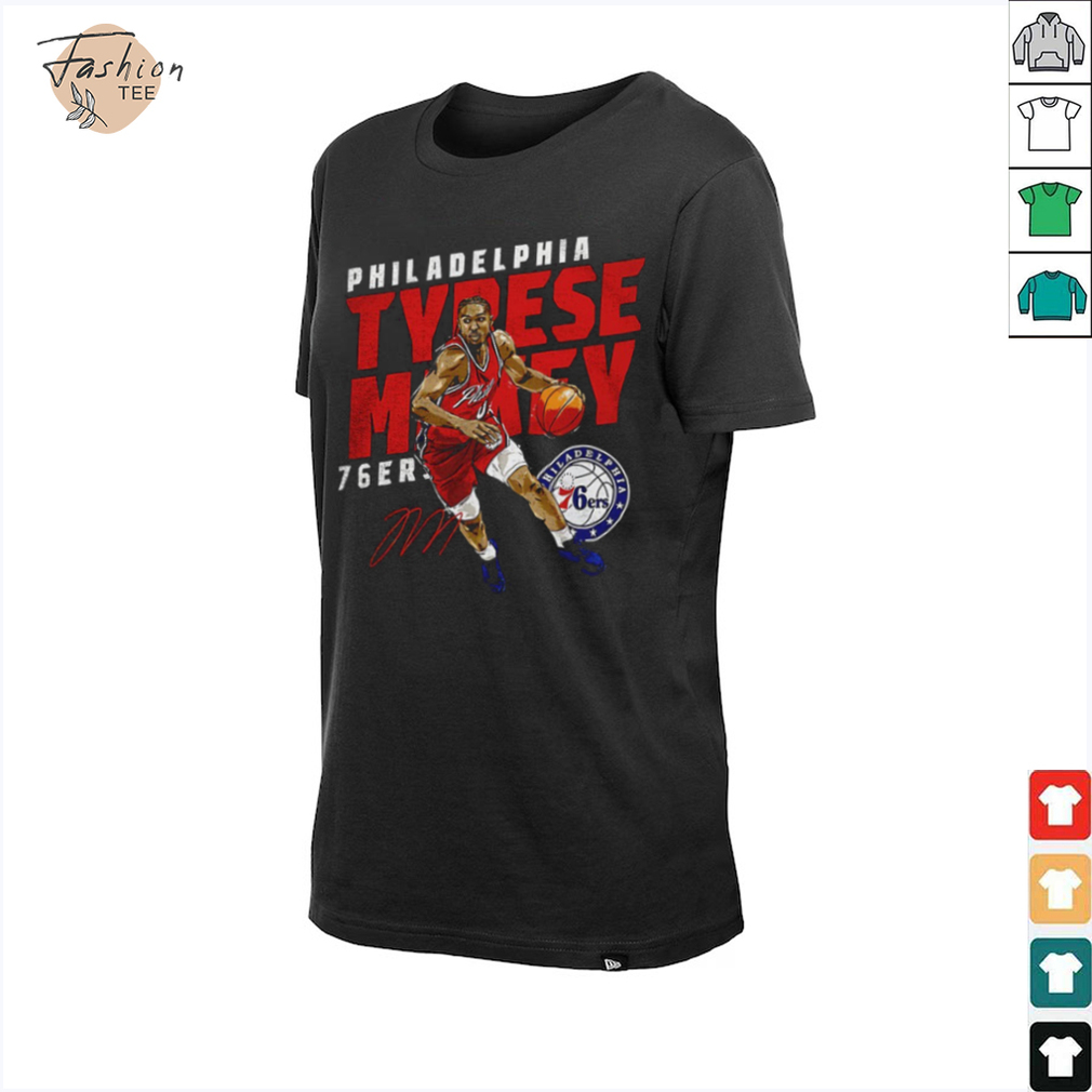 Tyrese Maxey Philadelphia 76ers basketball player slant signature shirt Tyrese Maxey Philadelphia 76ers basketball player slant signature shirt