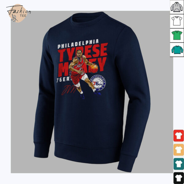 Tyrese Maxey Philadelphia 76ers basketball player slant signature shirt