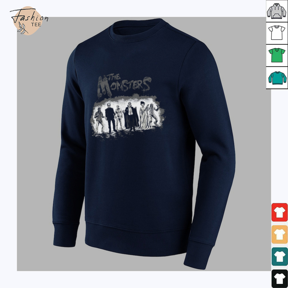 Wolf Man Frankenstein Mummy Dracula Bride of Frankenstein and Gill man X The Warriors The Monsters BW poster shirt Wolf Man Frankenstein Mummy Dracula Bride of Frankenstein and Gill man X The Warriors The Monsters BW poster shirt